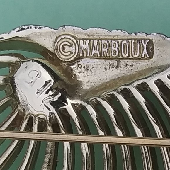 Vintage Marboux gold tone faux pearl brooch - Picture 15 of 16